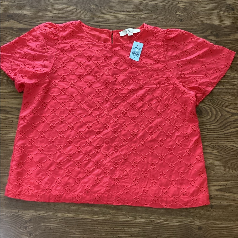 *🎉HOST PICK🎉* NWT LOFT Eyelet Cropped Top Size Medium Petite - Picture 5 of 10